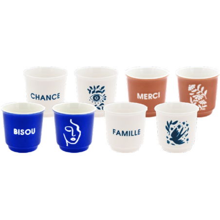 Lot de 4 tasses gobelets "JOUR DE CHANCE" ARD'TIME