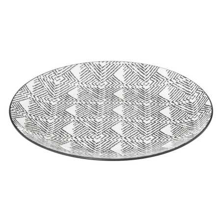 LOT DE 6 PETITES ASSIETTES A DESSERT Ø 19CM "ETNIC" EN PORCELAINE NOIRE ET BLANCHE