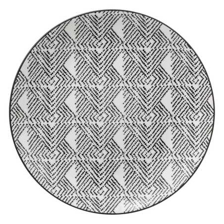 LOT DE 6 PETITES ASSIETTES A DESSERT Ø 19CM "ETNIC" EN PORCELAINE NOIRE ET BLANCHE