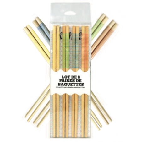 LOT DE 8 PAIRES DE BAGUETTES EN BAMBOU "KOMAE" ARD'TIME KC-BAG