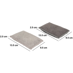 Lot de 2 éponges microfibre gris - double-face réutilisables & durables pour un ménage malin