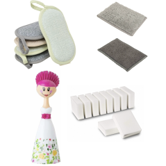 Pack Ménage Complet - 17 éponges + 1 brosse vaisselle durable