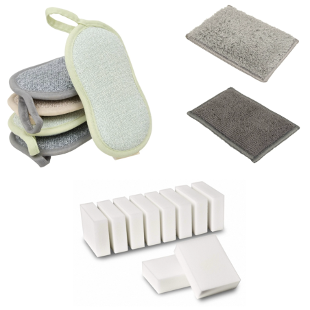 Pack ménage complet - 17 éponges durables et magiques pour toutes les surfaces et usages