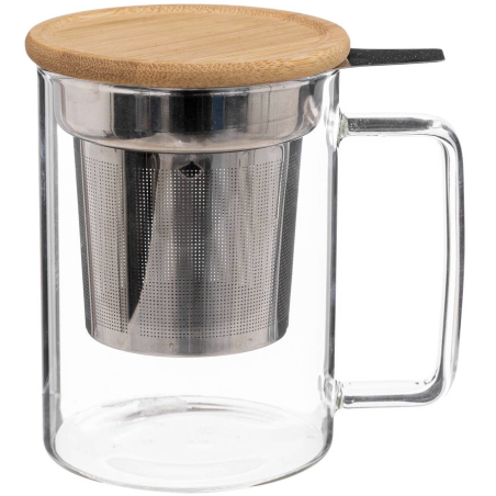 Tisanière en verre borosilicate avec infuseur inox et couvercle en bambou - 45 cl