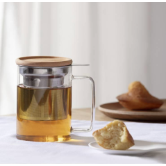 Tisanière en verre borosilicate avec infuseur inox et couvercle en bambou - 45 cl