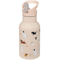 Bouteille isotherme enfant motif chiens - 350 ml - Beige