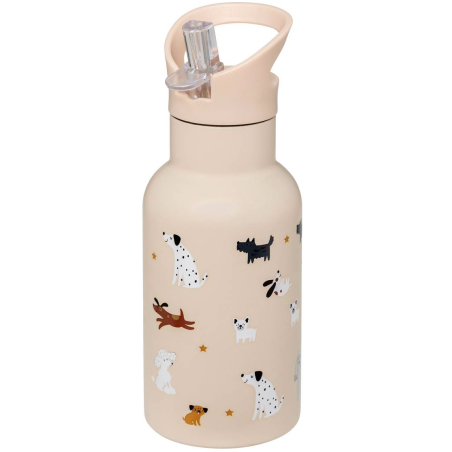 Bouteille isotherme enfant motif chiens - 350 ml - Beige