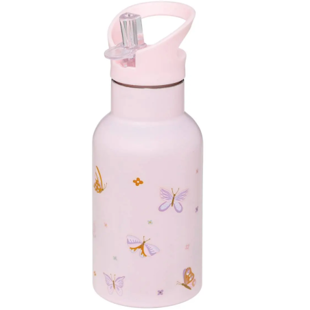 Bouteille isotherme enfant motif papillons - 350 ml - Rose