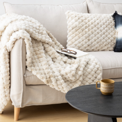 Plaid fausse fourrure “Ariel” - Beige 120 × 160 cm