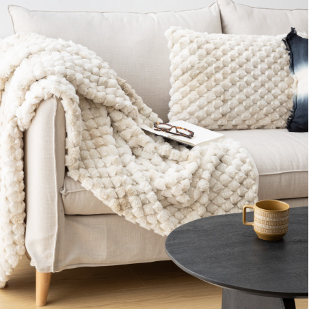 Plaid fausse fourrure “Ariel” - Beige 120 × 160 cm