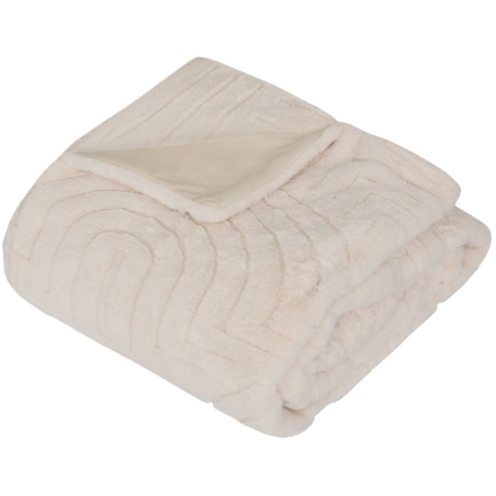 Plaid fausse fourrure jacquard “Arka” - Ivoire 160 × 120 cm