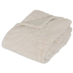 Plaid fausse fourrure jacquard “Arka” - Ivoire 230 × 180 cm