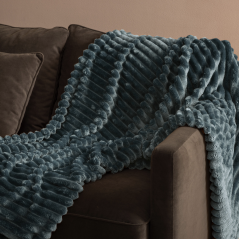 Plaid en Flanelle "Matías" - Doux, Chaud et Certifié Oeko-Tex - 170 × 130 cm - Bleu