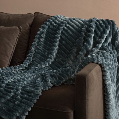 Plaid en Flanelle "Matías" - Doux, Chaud et Certifié Oeko-Tex - 170 × 130 cm - Bleu