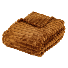 Plaid en Flanelle "Matías" - Doux, Chaud et Certifié Oeko-Tex - 170 × 130 cm - Cumin