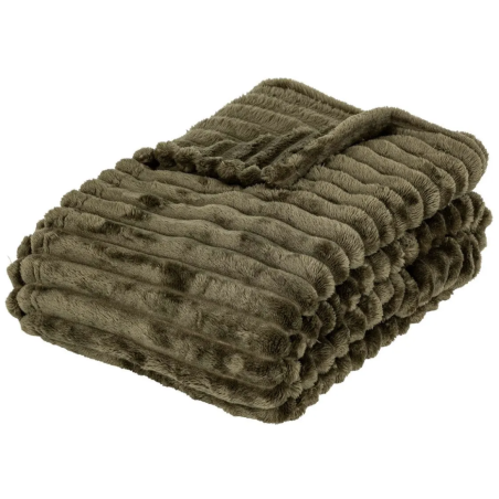 Plaid en Flanelle "Matías" - Doux, Chaud et Certifié Oeko-Tex - 170 × 130 cm - Vert Kaki