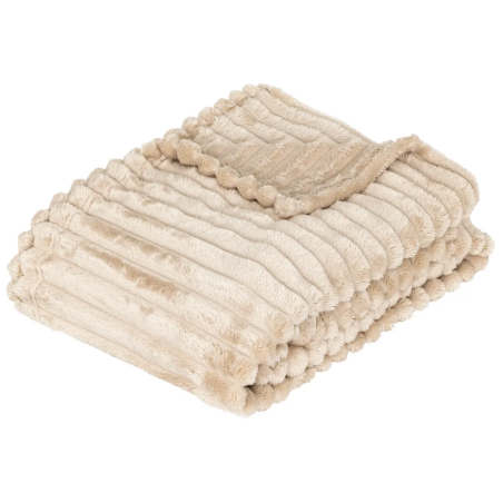 Plaid en Flanelle "Matías" - Doux, Chaud et Certifié Oeko-Tex - 170 × 130 cm - Beige Lin