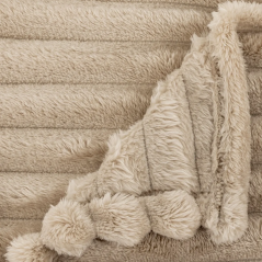 Plaid en Flanelle "Matías" - Doux, Chaud et Certifié Oeko-Tex - 170 × 130 cm - Beige Lin