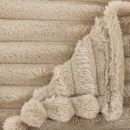 Plaid en Flanelle "Matías" - Doux, Chaud et Certifié Oeko-Tex - 170 × 130 cm - Beige Lin