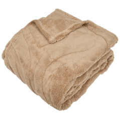 Plaid "Opal" - Sherpa Ultra Doux, Certifié Oeko-Tex - 170 × 130 cm - Beige