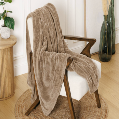 Plaid "Opal" - Sherpa Ultra Doux, Certifié Oeko-Tex - 170 × 130 cm - Beige