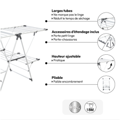 Étendoir à linge pliant pont 24 m - Séchoir intérieur pratique et pliable