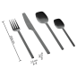 Ménagère 24 pièces Modern Wood -  inox noir mat pour 6 personnes