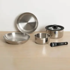 Batterie de cuisine inox 6 pièces à poignée amovible