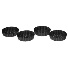 Lot de 4 moules perforés à tartelettes 10 cm - Moules à tartelettes perforés anti-adhésifs pour cuisson uniforme