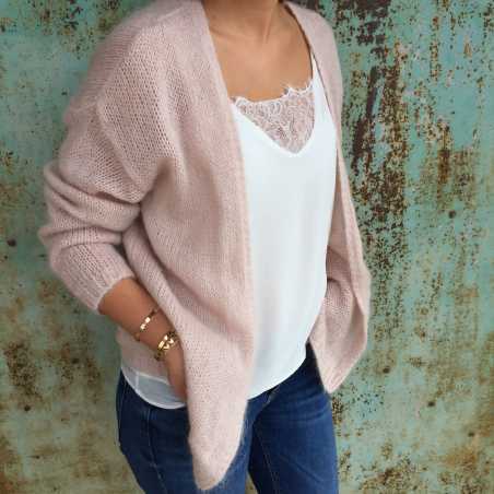 GILET FLUIDE ROSE PALE