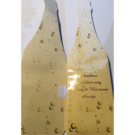 CARTE DE VOEUX BONNE ANNEE BOUTEILLE DE CHAMPAGNE CH-32FX