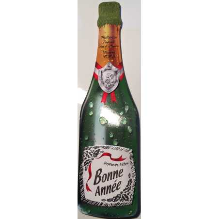 CARTE DE VOEUX BONNE ANNEE BOUTEILLE DE CHAMPAGNE CH-34FX