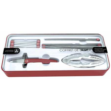 COFFRET DE 14 PIECES FRUITS DE MER EN ACIER INOXYDABLE ROUGE LAGUIOLE EVOLUTION TB TARRERIAS - BONJEAN 448440