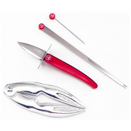 COFFRET DE 14 PIECES FRUITS DE MER EN ACIER INOXYDABLE ROUGE LAGUIOLE EVOLUTION TB TARRERIAS - BONJEAN 448440