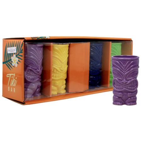 LOT DE 4 VERRES "TIKI BAR" EN CERAMIQUE ARD'TIME TIK-4VERCER-PP