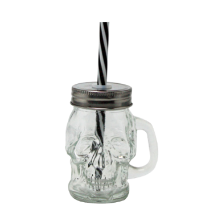 LOT DE 6 MINIS DRINKING JAR AVEC PAILLES TETE DE MORT DJ-MINIMOR