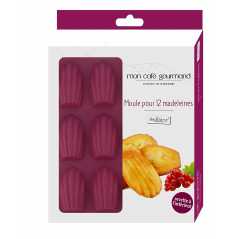 MOULE SILICONE PLATINIUM 12 MINI MADELEINES POUR CAFE GOURMAND COLORIS  PRUNE CAF-MAD12