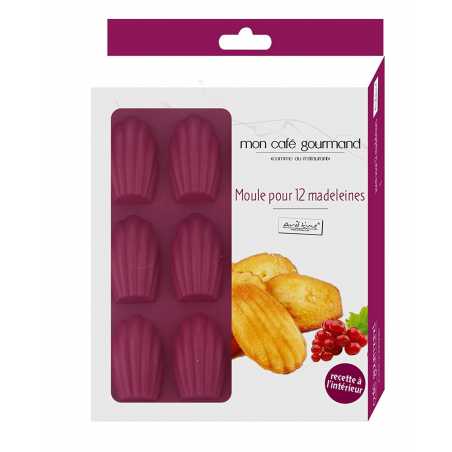MOULE SILICONE PLATINIUM 12 MINI MADELEINES POUR CAFE GOURMAND COLORIS PRUNE CAF-MAD12