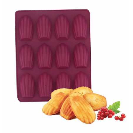 MOULE SILICONE PLATINIUM 12 MINI MADELEINES POUR CAFE GOURMAND COLORIS PRUNE CAF-MAD12