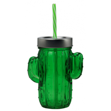 LOT DE 6 DRINKING JARS CACTUS EN VERRE "CHIQUITO PARTY" ARD'TIME CAC-DJ450ML/6