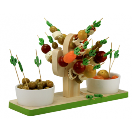 SUPPORT EN BOIS A BROCHETTES CACTUS "CHIQUITO PARTY" ARD'TIME CAC-2BOI