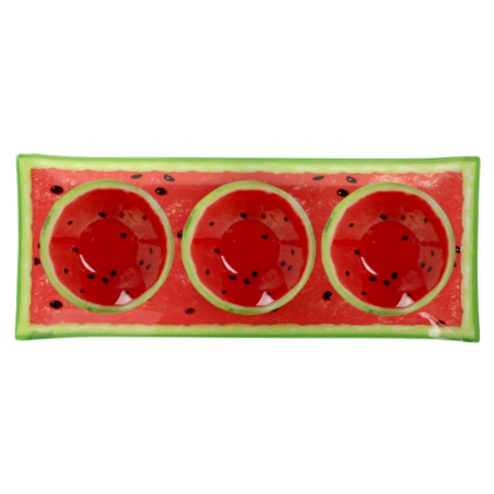 LOT DE 3 COUPELLES EN VERRE 12CM AVEC UN PLAT RECTANGULAIRE 38x15CM FRESH ARD'TIME FT-3COUP-PAS