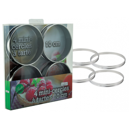LOT DE 4 CERCLES À TARTE EN INOX 10CM ARD'TIME TG-4CERC