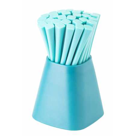SET DE 30 PIQUES APERITIF TURQUOISE AVEC SUPPORT "TAULA" VIGAR 8843