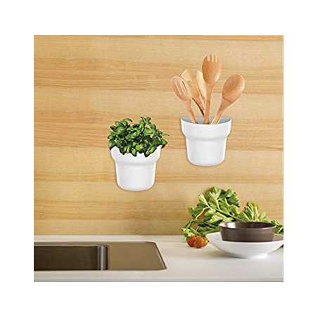 LOT DE 3 POTS BLANC AVEC SUPPORT ADHESIF "GREEN" VIGAR 8977