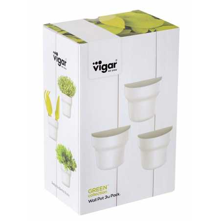 LOT DE 3 POTS BLANC AVEC SUPPORT ADHESIF "GREEN" VIGAR 8977