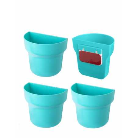 LOT DE 3 POTS TURQUOISE AVEC SUPPORT ADHESIF "GREEN" VIGAR 8979