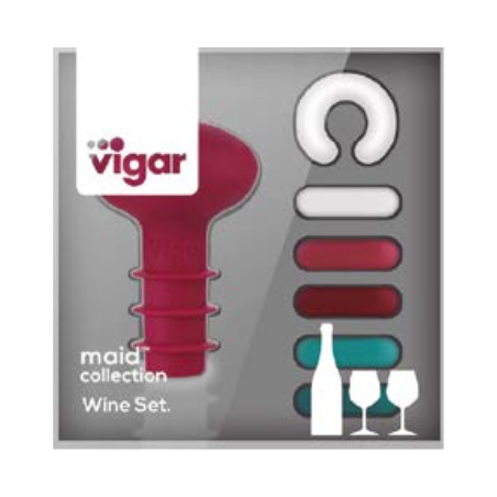 SET A VIN UN BOUCHON GRENAT  + 6 MARQUE VERRES VIGAR  8623