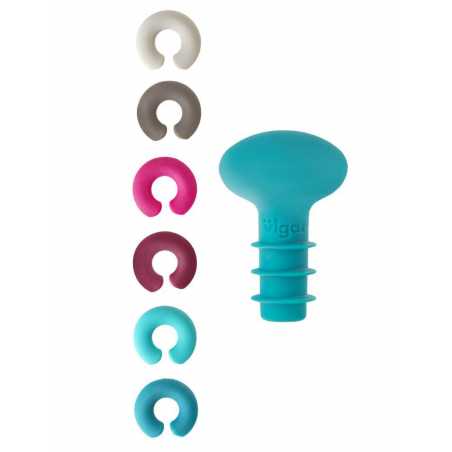 SET A VIN UN BOUCHON TURQUOISE + 6 MARQUE VERRES VIGAR 8630