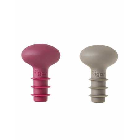 LOT DE 2 BOUCHONS DE BOUTEILLE DE VIN EN SILICONE "MAID" VIGAR 8551